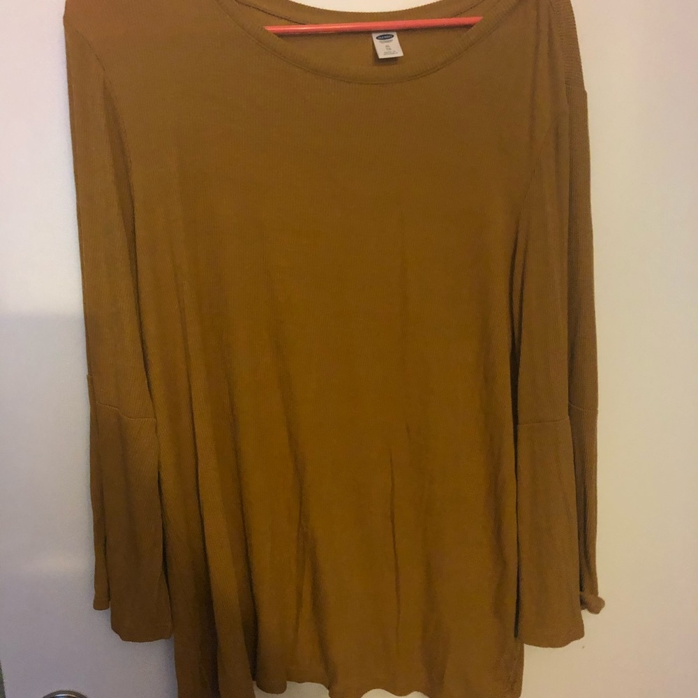 Old Navy Ribbed Bell Sleeved Mustard Top Size XL